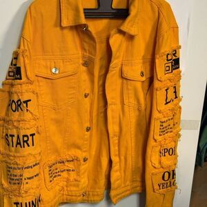 Guess Yellow Jean Jacket with Black Accents size medium